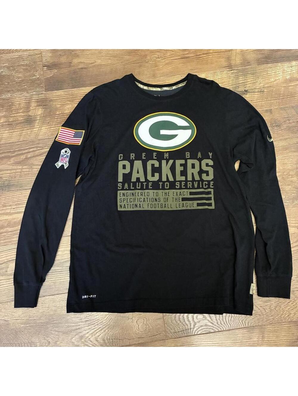 NFL Green Bay Packers Salute to Service black long sleeve shirt L